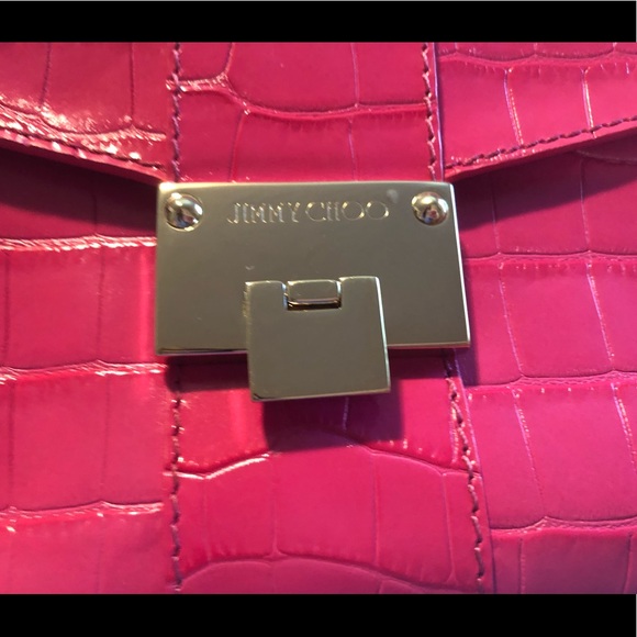 Jimmy Choo Fuchsia Mock Croc Clutch - Picture 4 of 8